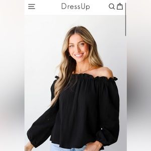 Off the shoulder black linen top